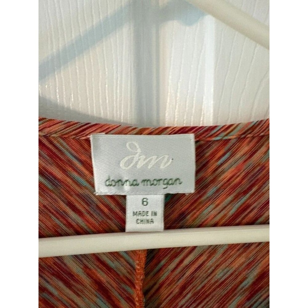 Rust Multicolor Striped Belted Ruffle Dress Size 6 - Picture 3 of 7